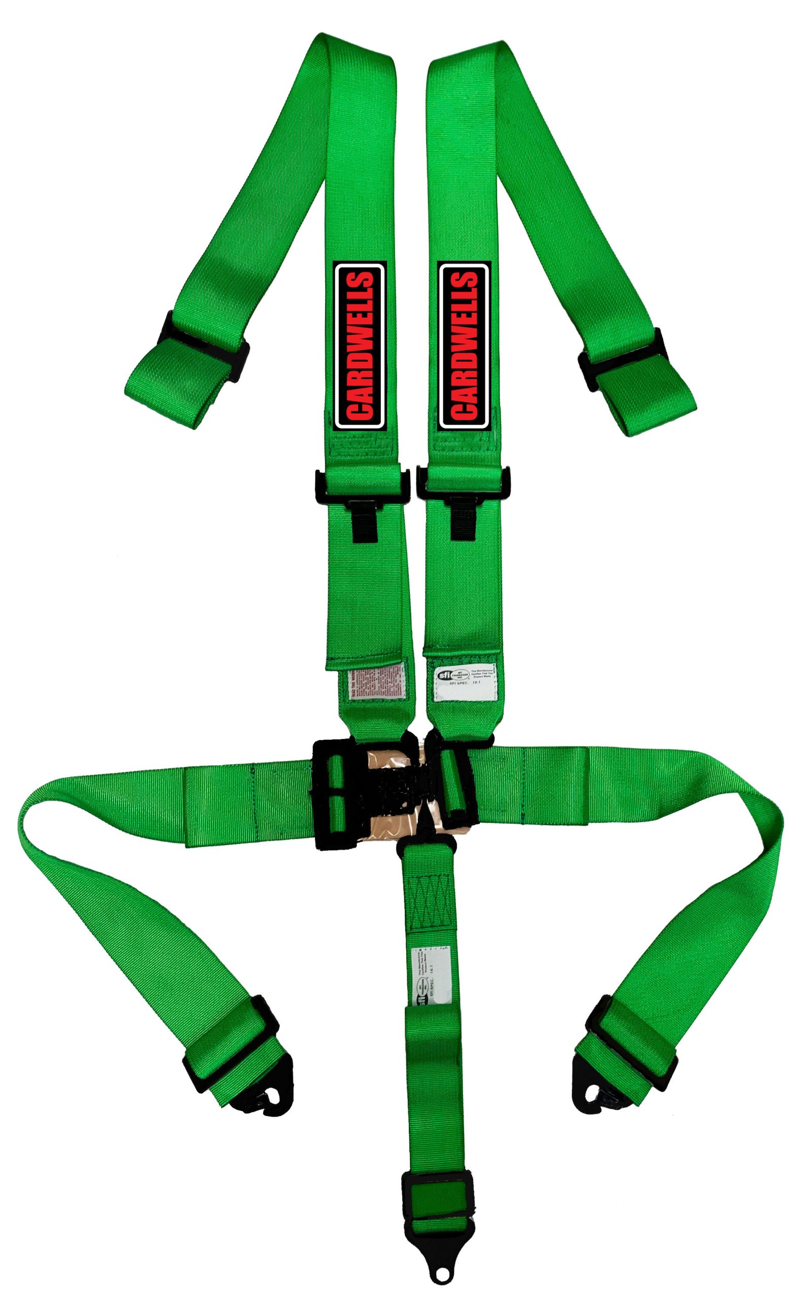 CARDWELLS 3" 5PT LEVER LATCH HARNESS SFI - GREEN