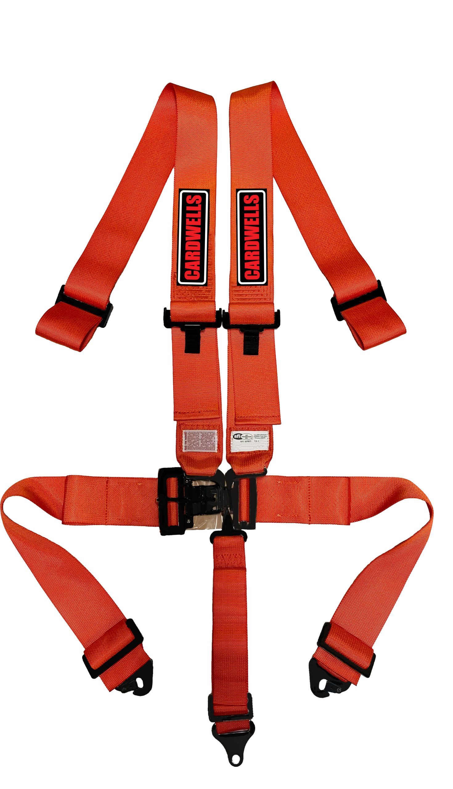 CARDWELLS 3" 5PT LEVER LATCH HARNESS SFI - ORANGE