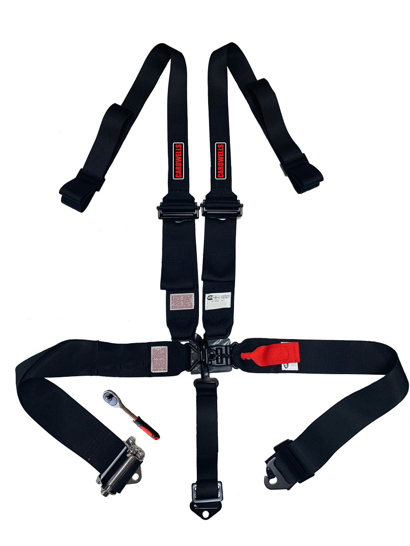 CARDWELLS RATCHET 5PT 2" OVER SHOULDER HARNESS SFI - BLACK