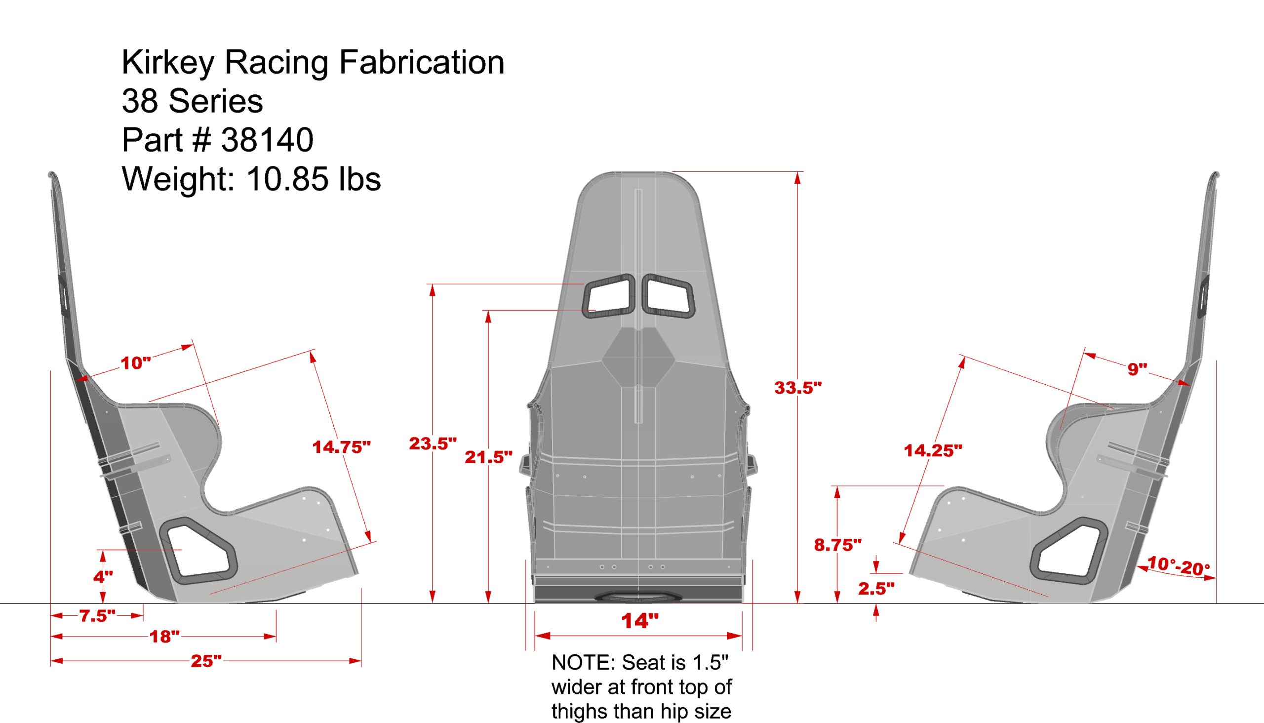 KIRKEY RACING 38 SERIES LAYBACK/UPRIGHT SEAT